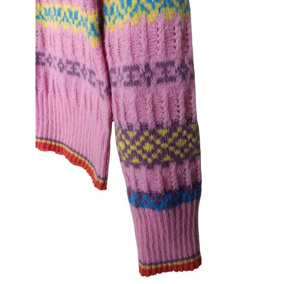 New Easel Los Angeles Fair Isle Knit Sweater Small Multicolor Soft Pullover - Picture 5 of 13